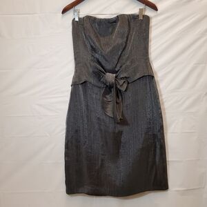 THE LIMITED  Gray Shimmer Bow Tie Front Strapless DressSize 6 